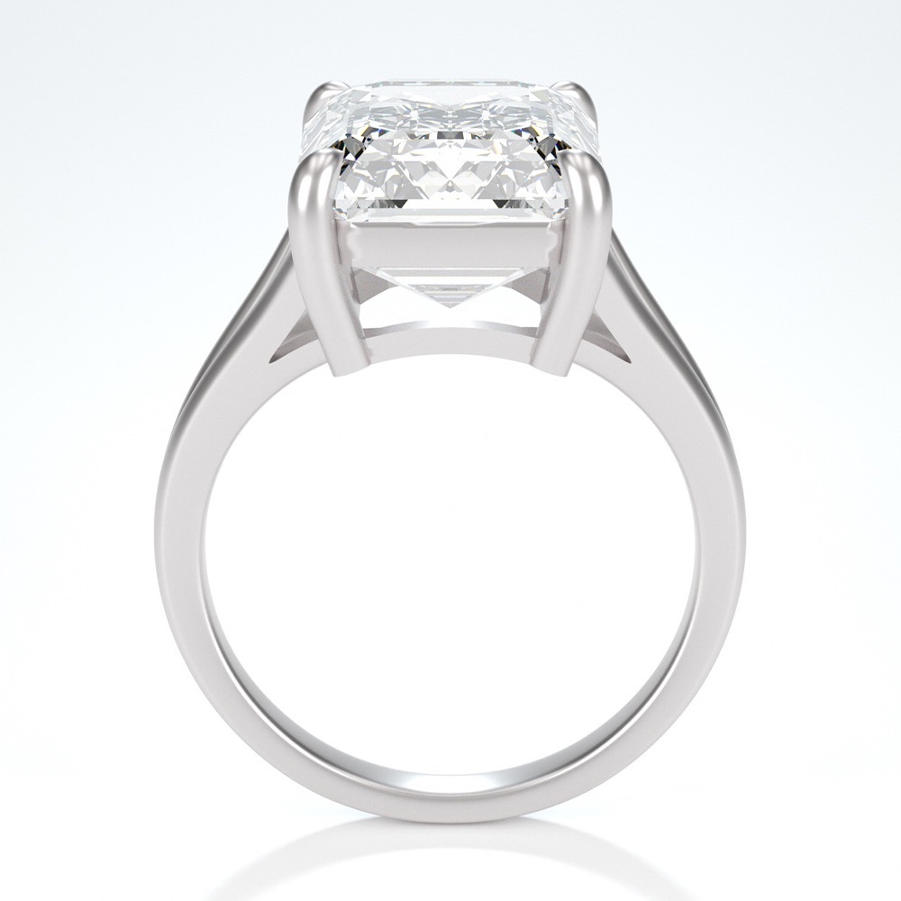 10ct D VVS1 Platinum Emerald cut Moissanite Ring - Picture 4 of 10